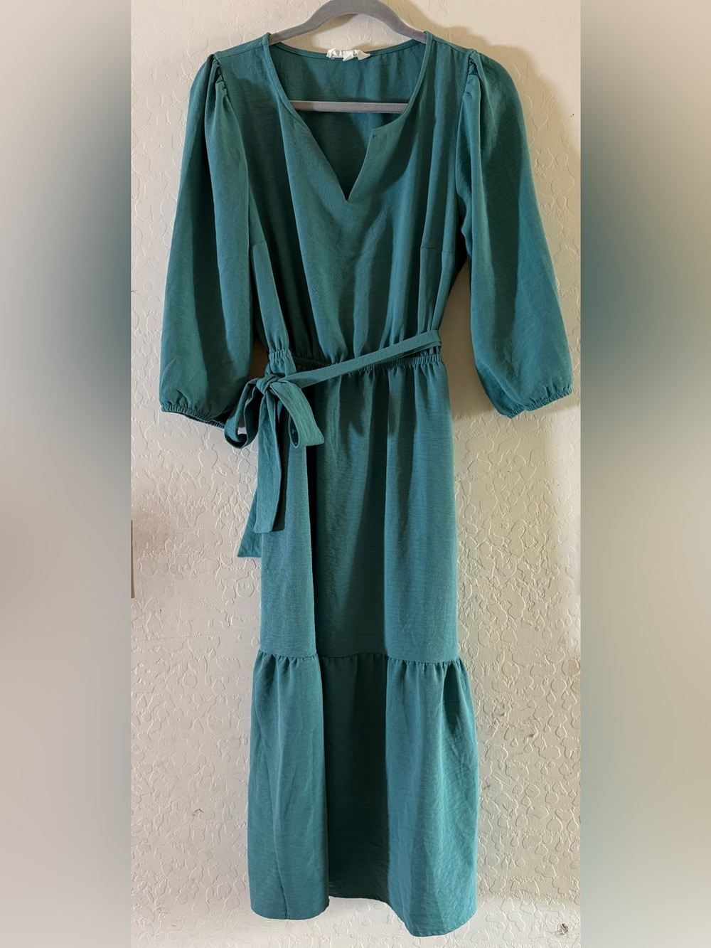 Lucky Brand, medium, 3/4-Sleeve Balloon Sleeve Tie-Waist Midi Dress